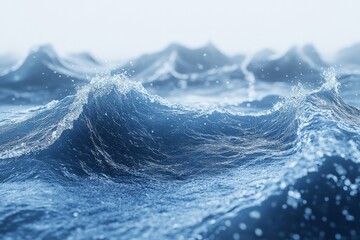 Aufkleber - Rolling waves crash under a cloudy sky along the coastline during early morning hours