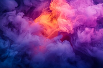 Poster - Colorful swirls of smoke create an abstract background in vivid shades of purple, orange, and blue