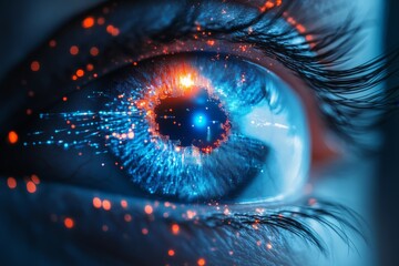 Aufkleber - Exploring the intersection of technology and vision through a digitally enhanced eye representation