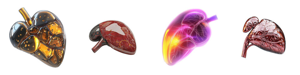Aufkleber - Colorful anatomical organ model display showing different designs of human heart and liver