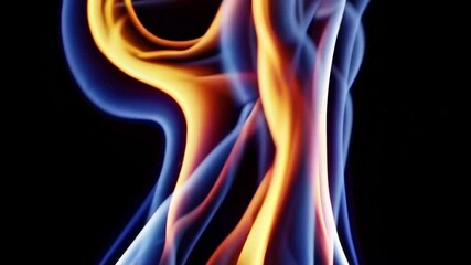 Poster - Colorful abstract flames with blue and orange hues on a dark background, dynamic energy concept