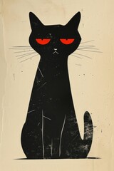 Wall Mural - Black cat animal mammal black.