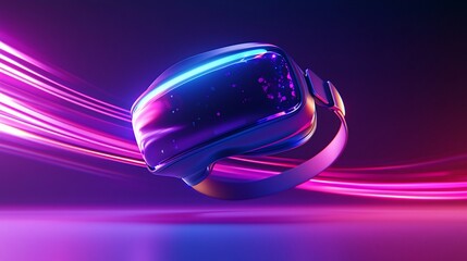 Poster - Futuristic Virtual Reality Headset Glowing In Neon Light