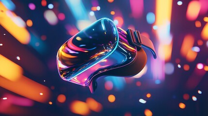 Poster - Virtual Reality Headset in Neon Lights Background
