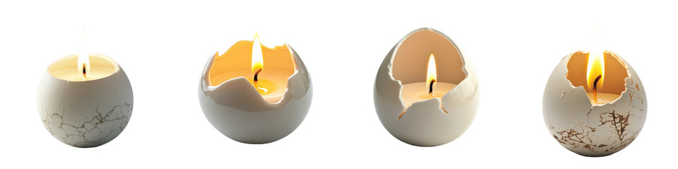 Poster - Unique candle designs featuring egg-shaped holders with soft glowing light for home decor