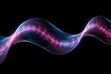 Poster - Colorful light wave patterns create an abstract background display in a dark environment