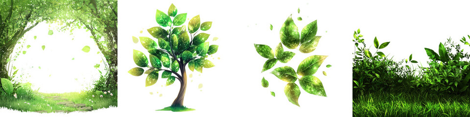 Poster - Fresh greenery in a vibrant forest setting surrounded by leaves and plants during daylight