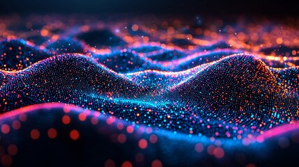 Poster - Abstract Digital Waveform Glowing Particles Background