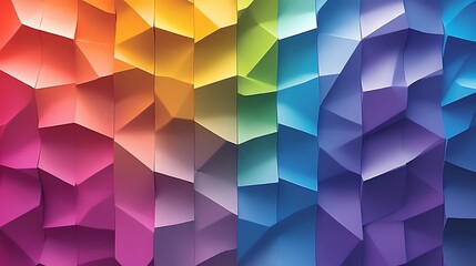 Poster - Abstract Geometric Rainbow Pattern with 3D Polygon Texture Minimalist Art