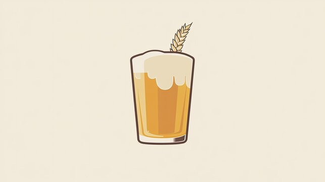 Minimalist beer logo with a single pint glass, wheat accents, and clean, simple font.