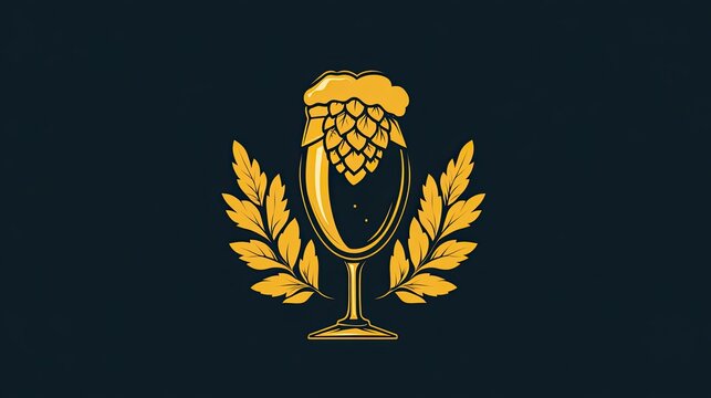 Modern craft beer logo featuring a hop cone, beer glass, and bold, clean typography.