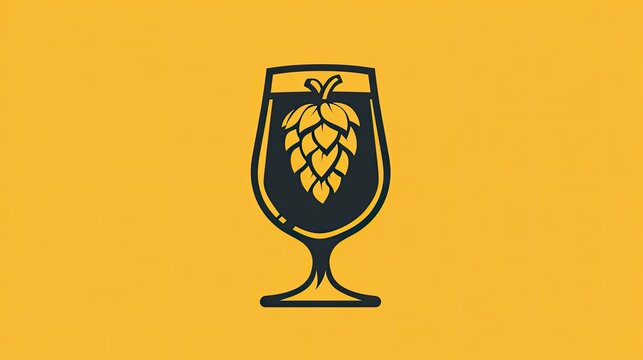 Modern craft beer logo featuring a hop cone, beer glass, and bold, clean typography.