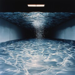 Poster - Surreal Underwater Room Experience Aquatic Atmosphere Digital Artwork Tranquil Environment Unique Perspective Dreamlike Concept
