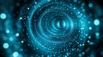 Poster - Abstract Digital Tunnel of Sparkling Particles with a futuristic concept for technology