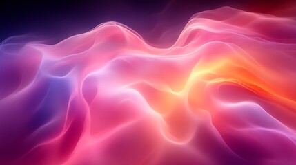 Poster - Abstract luminous waves of pink purple and orange gradient background art