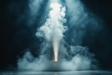 Aufkleber - Mysterious fog fills the space as a spotlight breaks through the haze in a dimly lit venue