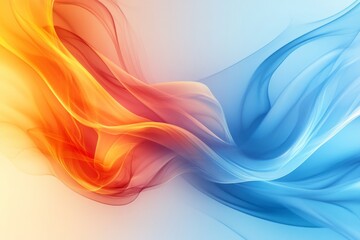 Poster - Colorful flowing waves of orange and blue create a vibrant blend in an abstract design showcasing movement and depth