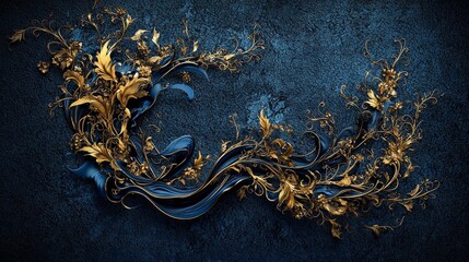 Aufkleber - Intricate golden krua wan motif abstract art decorative design dark background close-up elegance and opulence