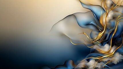Aufkleber - Intricate mek lai design with flowing golden curves abstract art digital creation elegant environment artistic perspective