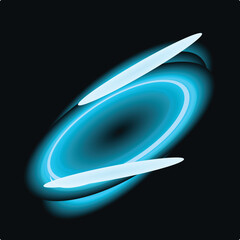 Aufkleber - Light blue elliptical shapes interacting on a dark background, creating a sense of energy and movement