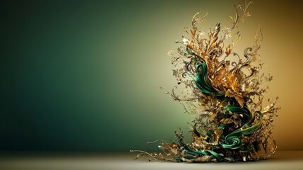 Aufkleber - Ornate kotchasi design with lifelike golden details art gallery digital artwork contemporary close-up artistic expression