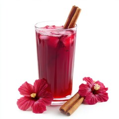 Wall Mural - Hibiscus-infused juice with a touch of cinnamon 