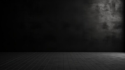 Poster - 3D Render of an Empty Dark Black Wall Background for Creative Design and Art Projects, Ideal for Presentations and Digital Backdrops