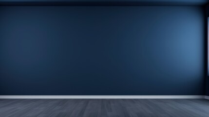 Poster - 3d render of an empty dark blue wall background creating a calm and minimalistic atmosphere for vari