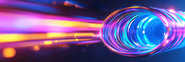 Poster - A dynamic perspective revealing the UV tubeâ€™s internal filament, its vivid blue sheen casting faint reflections on a glossy futuristic surface,