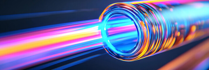 Aufkleber - A dynamic perspective revealing the UV tubeâ€™s internal filament, its vivid blue sheen casting faint reflections on a glossy futuristic surface,