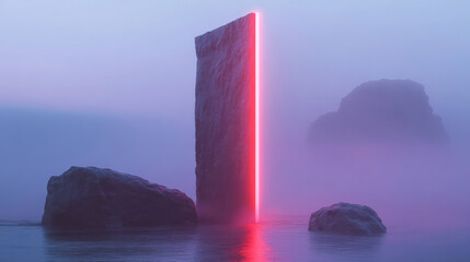 Poster - A dramatic photograph of a UV light rod standing upright, the rest of the scene bathed in its intense cobalt aura,