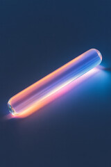 Poster - A refined shot of a single UV rod leaning diagonally across a dark backdrop, the glass surface gently diffusing the vibrant electric glow,
