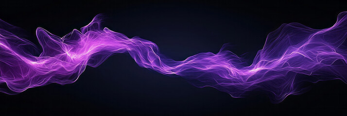 Poster - An abstract digital artwork of twisting violet lightning arcs crisscrossing a near-black background, enhanced by dramatic motion blur,