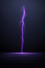 Poster - A bold vertical scene showing a massive purple lightning strike descending from top to bottom, the background fading into velvety darkness,