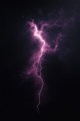 Poster - A bold vertical scene showing a massive purple lightning strike descending from top to bottom, the background fading into velvety darkness,