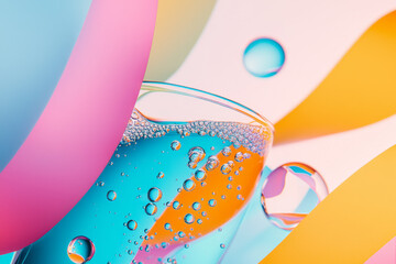 Poster - A unique macro perspective capturing carbonation bubbles on the glass interior, party streamers softly blurred in the far background,
