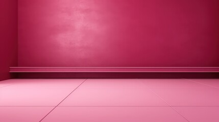 Poster - 3D Render of an Empty Dark Pink Wall Background with Smooth Floor in a Minimalist Style Perfect for Creative Applications and Visual Projects