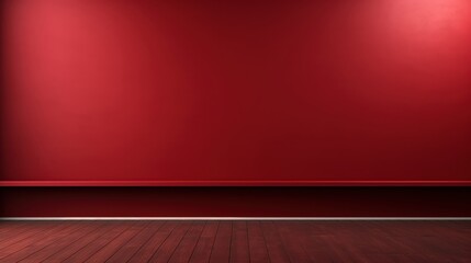 Poster - 3D Render of an Empty Dark Red Wall Background with Floor and Soft Lighting for Creative Design and Artistic Projects