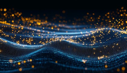 Poster - Abstract background representing data particles in a technological environment, each particle conveying a unique piece of information. Tecnology concept



