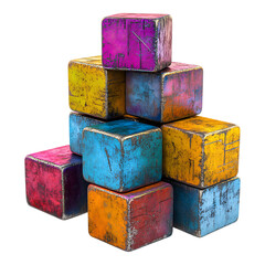 Poster - PNG Metallic Cube Cluster Against Transparent Background for Modern Design, Technology Branding, or Abstract Art Projects