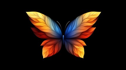 Poster - Abstract butterfly with colorful gradient wings on a black background