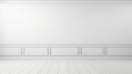 Poster - 3D Render of an Empty White Wall Background with a Minimalist Design Ideal for Presentations, Advertisements, and Creative Projects