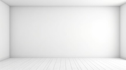 Poster - 3D Render of an Empty White Wall Background with Soft Lighting in a Minimalist Interior Design Perfect for Various Uses and Projects