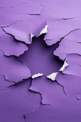 Poster - A moody low-key shot where partially torn purple paper peels back, offering a peek of white paper in the negative space,