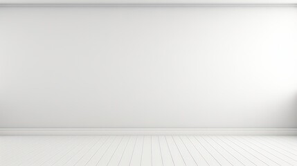 Poster - High-Quality 3D Render of an Empty White Wall Background in a Spacious Room Ideal for Various Design and Creative Projects