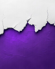 Poster - A creative close-up focusing on the transition between purple paper and a white background, emphasizing the rough fiber details along the tear line,