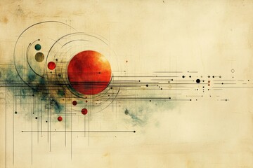 Aufkleber - Abstract artistic representation of cosmic elements with vibrant colors and intricate lines in a unique composition