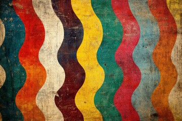 Poster - Colorful wavy pattern featuring vibrant textures and rich hues on a weathered background