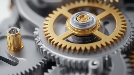 Poster - intricate steampunk gears and cogs with detailed textures, exuding vintage charm and mechanical inge