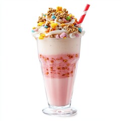 Wall Mural - Milkshake blended with fruity cereal topped